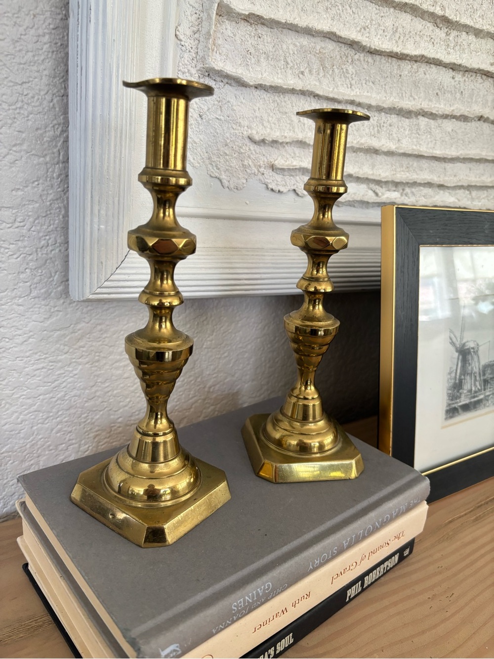 Brass Candlestick Pair - Gold Decorative Candle Holders